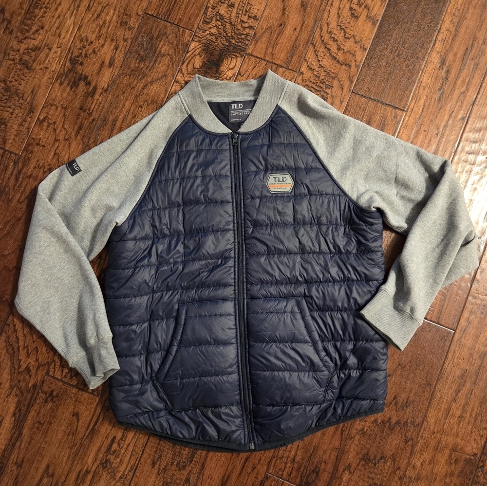 Troy Lee Designs Factory Quilted Bomber Zip Up Jacket Men's Navy and Gray Jacket - Picture 3 of 9
